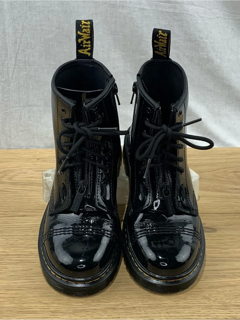 Dr. Martens Youth Kid’s Size 3 Sinclair Bex Patent Leather Black Boots